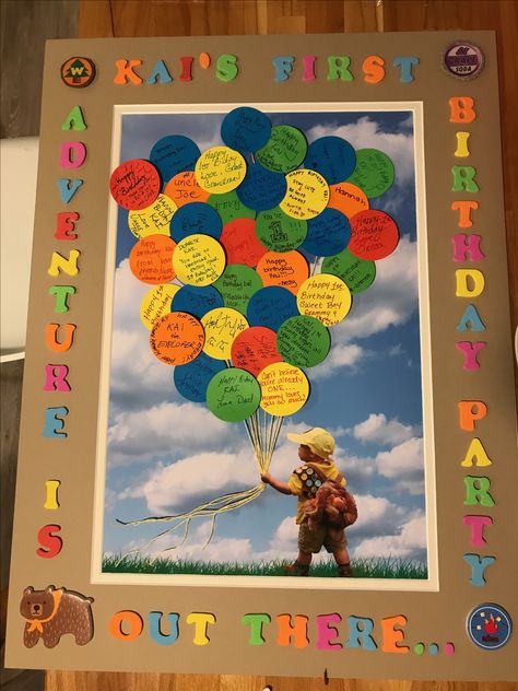 Up themed picture frame Disney Up Birthday Party, Up Movie Themed Birthday Party, Up Movie Party Ideas, Pixar Up Birthday Party, Disney Pixar Up Birthday Party, Up The Movie Decorations, Movie Up Theme Party, Disney Up Party Ideas, Up Themed Birthday Party