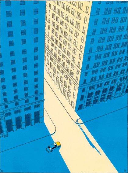 American Sunrise - The Atlantic Guy Billout, Chris Ware, الفن الرقمي, City Illustration, City Street, Art And Illustration, Drawing Tutorials, Mail Art, Painting Illustration