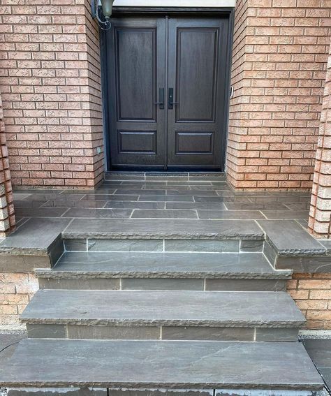 35 Best Front Steps Ideas To Enhance Your Home’s Curb Appeal Front Stoops Ideas, Front Walkway With Steps, Back Door Steps Ideas, Front Entrance Steps Ideas, Front Door Step Ideas, Front House Walkway Ideas, Limestone Steps Front Doors, Front Door Steps Ideas Entrance Stairs, Concrete Steps Makeover