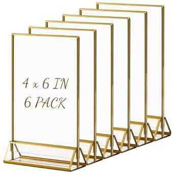 Clear Picture Frames, Table Transparente, Wedding Table Number Holders, Acrylic Picture Frames, Acrylic Holders, Table Number Holders, Acrylic Signage, Golden Border, Menu Holders