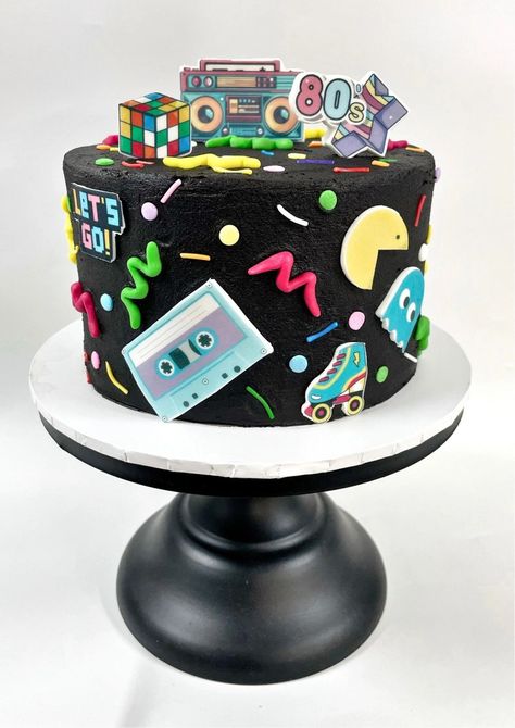 80s Theme Anniversary Party, 80s Themed Cake, 80s Theme Cake, Vegan Cake Mix, 80s Cake, 80s Birthday, 80s Birthday Parties, Cake At Home, Throwback Party