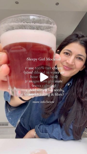 Farzanah | Nutrition & Functional Medicine IFMCP on Instagram: "Does the viral sleepy girl mocktail actually helps with sleep?  It’s a mix of tart cherry and magnesium.  Cherries are one of the highest food sources of melatonin, our sleep hormones, that helps us sleep and stay asleep. You want to have 30ml of montmorency cherries concentrate mixed into some water one hour before bed   This study PMID: 22038497 showed that consumption of a tart cherry juice concentrate provides an increase in exogenous melatonin that is beneficial in improving sleep duration and quality in healthy men and women and might be of benefit in managing disturbed sleep after 7 days   And this one PMID: 28901958 showed Cherry juice increased sleep time and sleep efficiency  And magnesium, know as natures tranquilli Tart Cherry Juice For Sleep Kids, Foods That Help You Sleep, Tart Cherry Juice For Sleep, Tart Cherry Juice Benefits, Sleep Hormones, Cherry Juice Benefits, Ez Recipes, Background Song, Improving Sleep