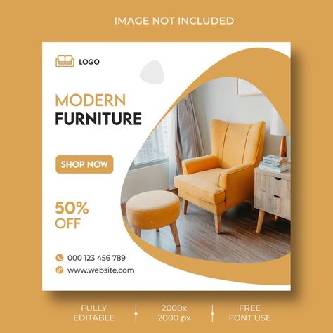 Furniture instagram social media post te... | Free Psd #Freepik #freepsd #banner Minimalist Home Furniture, Mises En Page Design Graphique, Modular Office Furniture, Minimal Furniture, Furniture Ads, Desain Editorial, Real Estates Design, Social Media Post Template, Social Media Post Design