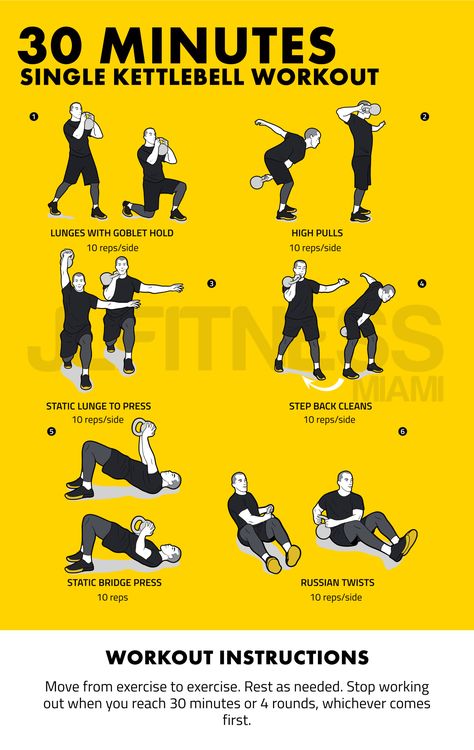 30 Minute- Single Kettlebell Workout- 6 exercises Kettlebell Circuit Workout, Kettle Bell Workout Men, Side Workouts, Kettlebell Workout Routines, Emom Workout, Workout Instructions, Full Body Kettlebell Workout, Workout Labs, Kettlebell Workouts