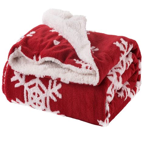 Amazon.com: Bedsure Christmas Throw Blanket Jacquard Shu Velveteen Throw with Snowflakes Soft Cozy and Warm Sofa Blanket, 60" x 80" Red/White: Home & Kitchen #Affiliate Purple Throw Blanket, Plush Couch, Red Throw Blanket, Holiday Blankets, Christmas Throw Blanket, Red Valentine, Single Beds, Winter Bedding, Holiday Snowflakes