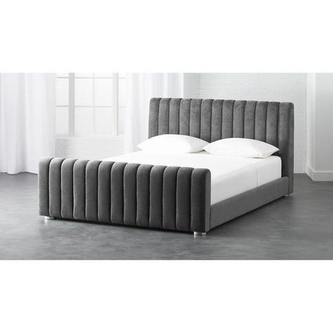 Gray Channel Tufted Velvet Bed Simple Bed Designs, Bed Back Design, Bed Headboard Design, Bed Design Modern, Simple Bed, Velvet Bed, Bedroom Bed Design, Bed Furniture Design, Bedroom Furniture Design