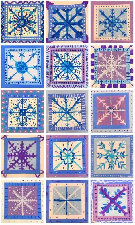 Symmetry Art Projects, Snowflake Symmetry, Snowflake Art, January Art, Winter Art Lesson, Holiday Art Projects, Snowflakes Art, Christmas Art Projects, New Year Art