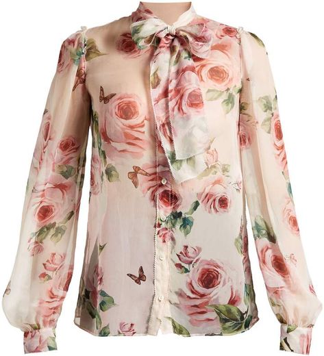 Neck Tie Blouse, White Chiffon Blouse, Pretty Tops, Floral Chiffon Blouse, Evening Blouses, Chiffon Blouses, Flower Print Blouse, White Floral Blouse, Fall Capsule Wardrobe