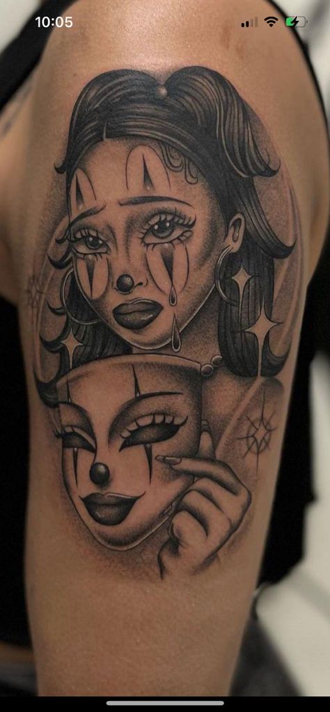 Chola Girl Tattoo, Chicana Tattoo Ideas, Oldies Tattoo Ideas, Lady Tattoo For Men, Chicana Style Tattoo, Gangsta Tattoos For Women, Joker Tattoo For Women, Chicana Tattoos For Women, Chicana Tattoo Design