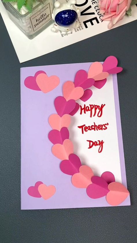 Greetings Card Teacher Day, Best Teacher's Day Card Ideas, Greeting Card Design Handmade, Teacher Day Greeting Card Diy, Diy Cards For Teachers Paper Crafts, Greeting Card Mothers Day, Card Ideas Teachers Day, Best Teachers Day Card, Teachers Day Card Design Handmade