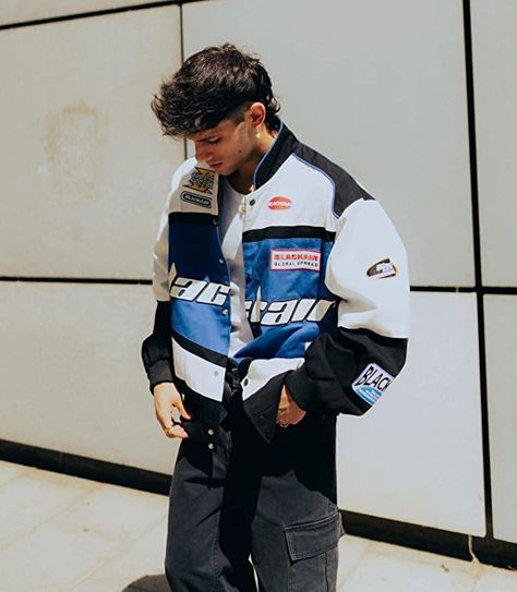 Racer Jacket Outfit, Racing Jacket Outfit, Outfits Quotes, Racer Jackets, Varsity Jacket Outfit, Aelfric Eden, Racer Jacket, Street Style Outfits Men, Street Fashion Men Streetwear