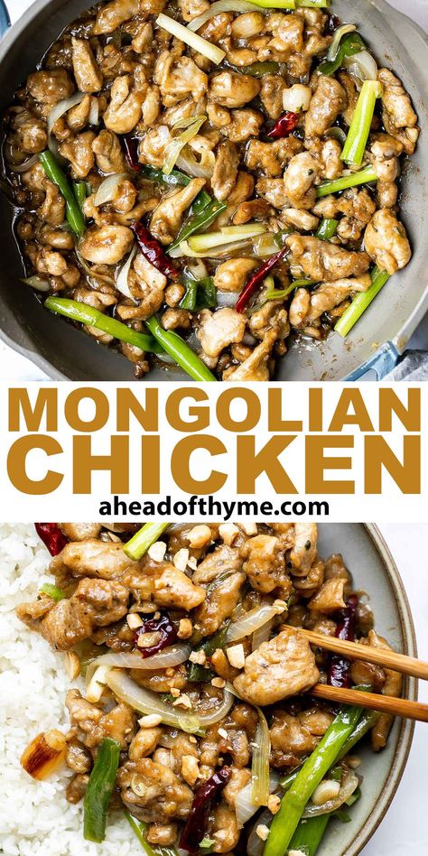 Mongolian Sauce, Mongolian Chicken Recipe, Vegetarian Fried Rice, Asian Chopped Salad, Mongolian Chicken, Dried Red Chili Peppers, Easy Chicken Stir Fry, Thyme Recipes, Stir Fry Recipes Chicken