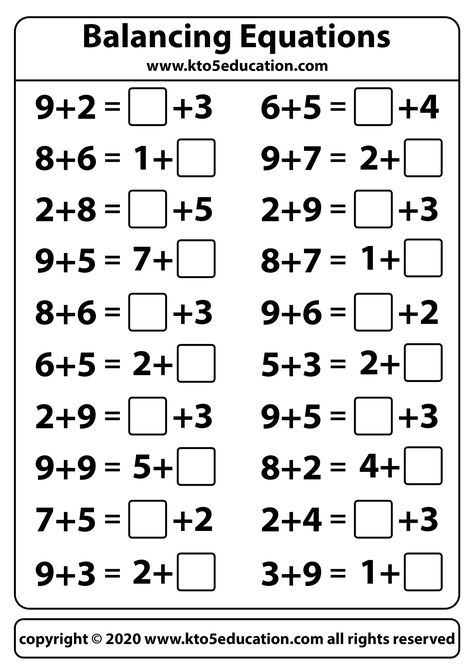 Balancing Equations Check more at https://kto5education.com/balancing-equations/ Balanced Math, Deer Coloring Pages, Nursery Worksheets, Equals Sign, Balancing Equations, Grade 6 Math, Math Boards, Free Printable Letters, Daily Math