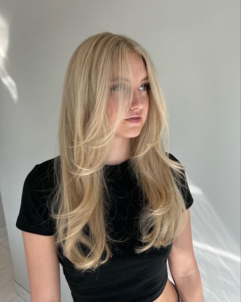 90s Haircuts Long Straight, 90s Bombshell Layers, 90s Layered Haircut Long Hair, 90 Long Layers, Simple Haircuts For Women Long Hair, Hair Cuts Ideas Blonde Straight, Layers On Thinner Long Hair, 90s Layered Hair Fine Hair, Chunky Front Layers