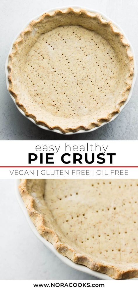 This is the healthiest pie crust in the world, and it's super easy to work with. Gluten free, vegan, oil free PLUS it tastes incredible! Gluten Free Pie Crust Recipe, Healthy Pie Crust, Healthy Pie, Vegan Bakes, Vegan Pot Pies, Healthy Pies, Vegan Pie Crust, Gluten Free Pie Crust, Pie Crust Recipe