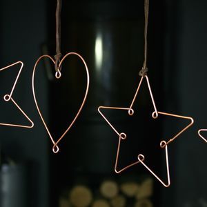 Christmas Wire Crafts, Wire Christmas Decorations, Wire Christmas Ornaments, Copper Christmas Decor, Copper Decoration, Wire Star, Copper Wire Crafts, Chirstmas Decor, Copper Christmas