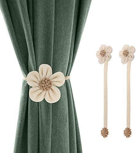 Loiahoer 2 Pcs Curtain Tiebacks,Leaf Curtain Tie Backs Hooks Clip Rope Holder Buckle Handmade Weaving Bohemian Tassel Holdbacks,Curtains Decoration for Home/Living Room/Bedroom/Office/Bathroom,Beige : Amazon.co.uk: Home & Kitchen Knitted Cord, Rope Tie Backs, Farmhouse Style Curtains, Curtain Rope, Handmade Curtains, Accessories For Home, Magnetic Curtain, Flower Curtain, Plain Curtains