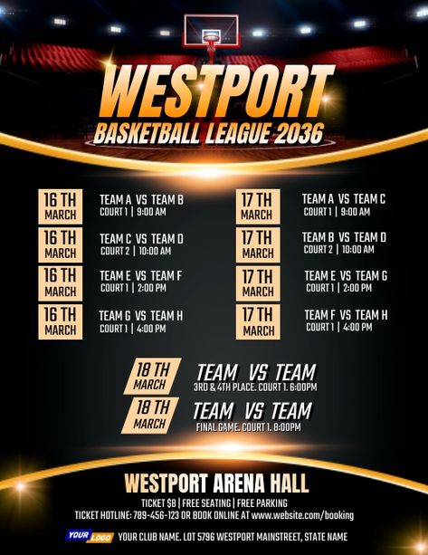 Please like & share, click to edit online & enjoy free download :-) Basketball Schedule Template, Grad Shoot, Basketball Schedule, Youtube Banner Design, Blur Photo Background, Basketball Tournament, Promotional Flyers, Graphic Ideas, Basketball Leagues