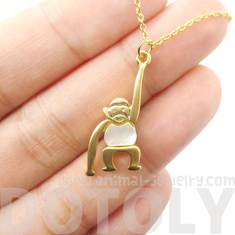 Monkey Chimpanzee Animal Themed Charm Necklace in Gold $13 #monkey #animals #necklaces #jewelry #charms #cute Animal Pendant, Gold Necklace With Animal Design For Gift, Animal Jewelry Pendants, Monkey Necklace, Gold Cat Design Charm Necklace As Gift, Friend Jewelry, Super Cute Animals, Long Chain, Animal Jewelry