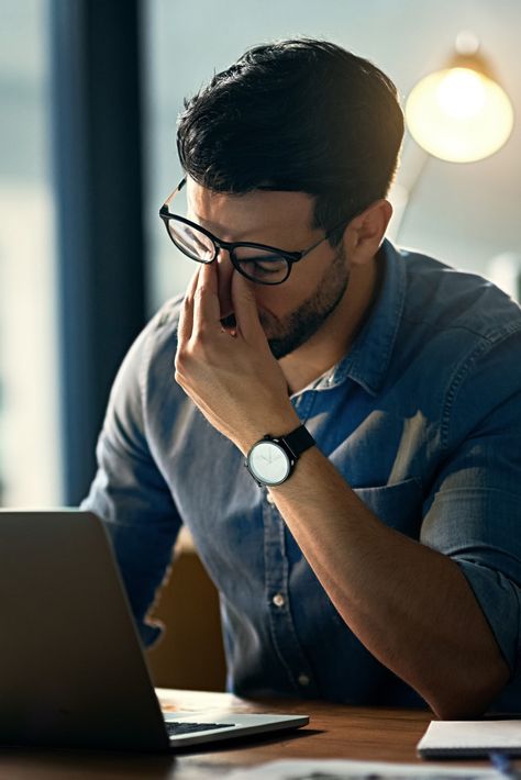 Job Burnout, Inferiority Complex, Digital Eye Strain, Man Photography, Mentally Strong, Business Portrait, Change Your Mindset, Eye Strain, Work Life Balance