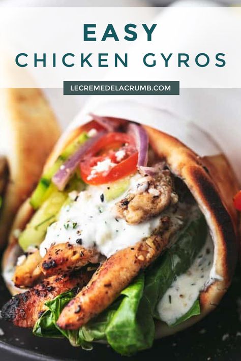 Gyro Platter Recipe, Gyro Platter, Easy Chicken Gyros, Chicken Pita Recipes, Greek Chicken Pita, Chicken Gyro Recipe, Chicken Gyro, Pita Recipes, Gyro Recipe