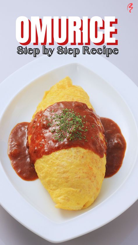 Egg Over Rice Japanese, Japanese Rice Omlet, Recipes For Dinner Japanese, Fried Rice Omelette, Kichi Kichi Omurice Recipe, Om Rice Japanese, Japanese Eggs And Rice, Omurice Vegetarian, Japanese Easy Food Recipes