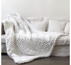 CHUNKY Knit Blanket Chunky Knitted Blanket, Super Chunky Knit Blanket, Super Chunky Knit, Hand Knit Blanket, Knitted Blanket, White Blanket, Room Redo, Chunky Knit Blanket, Knit Blanket