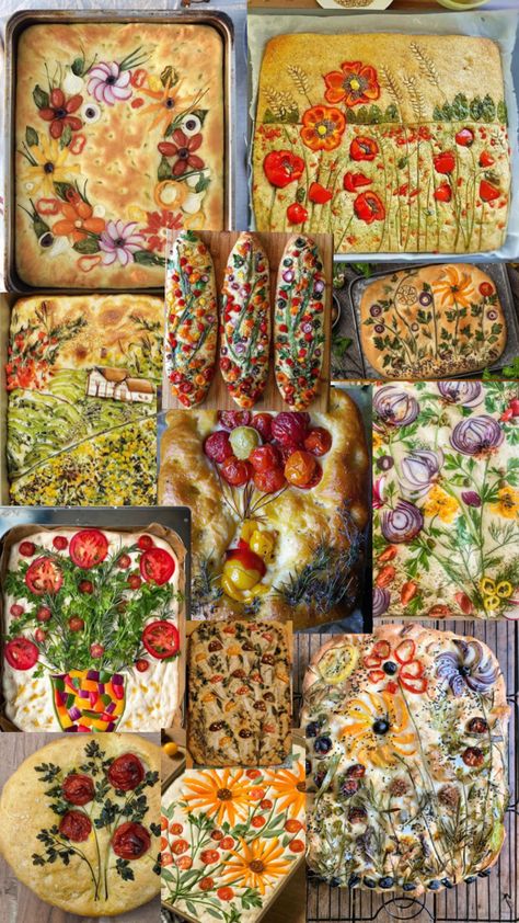 Focaccia inspo Aesthetic Focaccia, Focaccia Design, Focaccia Aesthetic, Decorated Focaccia, Garden Focaccia, Green Vibes, Fashion Interior Design, Focaccia Bread, Supper Club