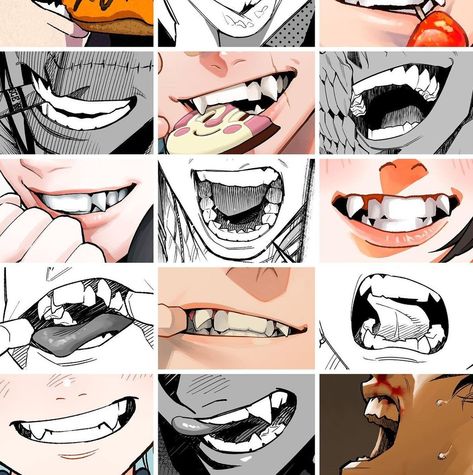 Teeth Drawing, Facial Expressions Drawing, Anime Mouths, Smile Drawing, Artwork Anime, Teeth Art, Mouth Drawing, 얼굴 드로잉, Stunning Hairstyles