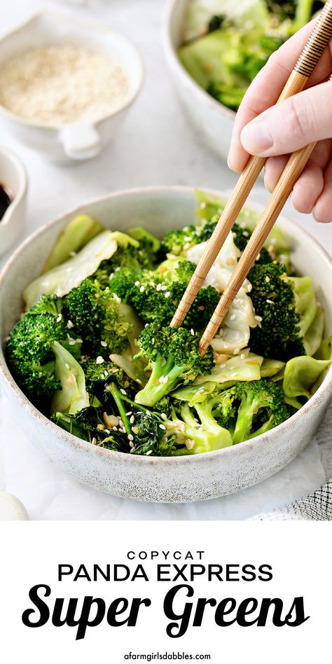 Greens Side Dishes, Japanese Cabbage Side Dish, Super Greens Recipes, Super Greens Panda Express, Panda Express Super Greens Recipe, Panda Express Super Greens, Green Cabbage Recipes, Steamed Broccoli Recipes, Panda Express Copycat