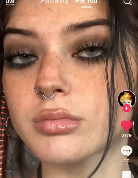 Septum Piercing With Nose Ring And Stud, Septum Hoop And Nose Hoop, Double Nose Ring And Septum, Septum And Hoop Nose Ring, Septum With Nostril Piercing, Nose Peircings Double And Septum, Septum Ring And Nose Ring, Nose Piercing Aesthetic Grunge, Nose Ring Nostril