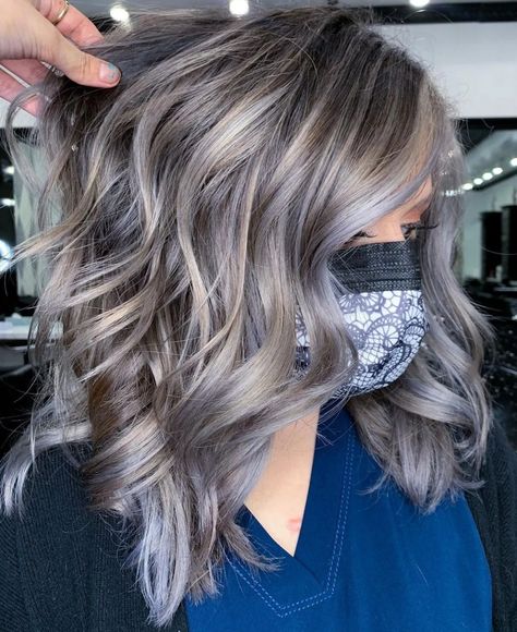 50 Trendiest Ideas of Gray Highlights to Try in 2021 - Hair Adviser Fun Gray Hair For Women, Mushroom Brown Hair With Grey Highlights, Highlight For Grey Hair, Hair Color To Hide Grey Hair Roots, Grey Blended Highlights, Gray Blending With Lowlights, Peekaboo Gray Hair, Smoky Ash Brown Hair, Light Brown Hair With Silver Highlights