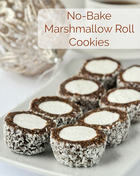 Quick Christmas Cookie Recipe, Marshmallow Roll, Christmas Baking Cookies, Marshmallow Cookies, Rock Recipes, Marshmallow Treats, Easy Bake, Cookies Easy, Roll Cookies