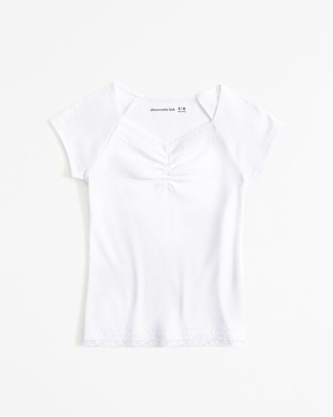 girls' tops | abercrombie kids American Clothing, Abercrombie Kids, Ribbed Fabric, Girl Top, American Apparel, Abercrombie Fitch, Lace Trim, Short Sleeve Tee, Girl Fashion