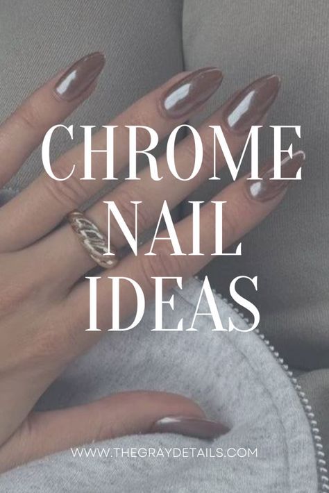 Chrome Nails, chrome nail ideas, metallic nails, glazed donut nails, classy nails, chrome nails Manicure Chrome Nails, Short Shellac Nails Chrome, Gold Chrome Manicure, Neutral Chrome Nails Designs, Black Chrome Powder Nails, Black Nail Polish With Chrome, Charcoal Grey Chrome Nails, Black Chrome Gel Nails, Nude Nail With Chrome