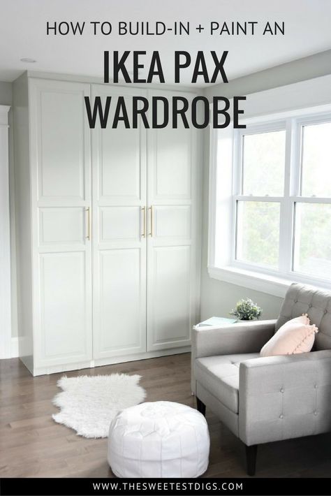 The IKEA Pax Hack. How to customize your Pax wardrobe and make it look built in. Including the best primer and paint for IKEA furniture! Baby Zimmer Ikea, Ikea Closet Hack, Pax Hack, Ikea Pax Hack, Pax Closet, Ikea Pax Closet, Closet Ikea, Ikea Built In, Ikea Wardrobe