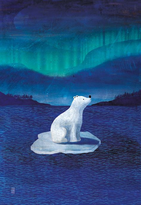 Illustration Fantasy Art, Polar Bear Drawing, Polar Bear Illustration, Polar Bear Art, Art Spatial, Polar Bear Print, Illustration Fantasy, Polar Bear Christmas, Bear Paintings