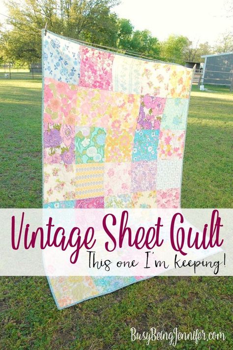 I've been snuggling and relaxing under this vintage sheet quilt most of the weekend and its the perfect blanket to cozy up and read away the weekend! Sheet Quilt, Quick Sew, Old Sheets, Lazy Afternoon, Lap Quilts, Sewing Tutorials Free, Easy Craft Projects, Diy Quilt, Vintage Sheets