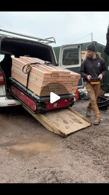 Oli Carter on Instagram: "@trackedcarriers GAME CHANGER 💪. This little electric remote controlled tracked carrier can carry 2.2tons into any location, with attachments for a crane and tow hitch it is revolutionising how we work, smarter not harder 👊. #adventurousjoinery #timberframing #trackedcarrier #electric #robot #woodworking #hamdmade #timberframe #forwardthinking #worksmarternotharder #landscaping #machine #toolsofthetrade #tool #remotecontrol" Lake House Food Ideas, Work Smarter Not Harder, Diy Science, Smarter Not Harder, Tow Hitch, Lake Food, Wooden Pallet Projects, Front Yard Landscaping Simple, Beginner Knitting Projects