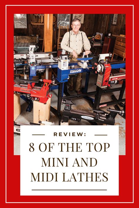 We tested and reviewed eight of the top mini and midi lathes. Each includes a variety of features that will satisfy woodturners of different skill levels. Find out which of these is the best benchtop lathe for your shop. Click here and subscribe to Woodworker's Journal. #WoodworkersJournal #Woodworking #ToolReview #Lathe #Lathes Benchtop Lathe, Small Lathe, Shop Tools, Cool Woodworking Projects, Woodturning, Lathe, Wood Turning, Woodworking Tools, Woodworking Projects