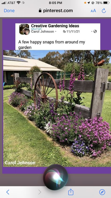 Door Yard Decor, Flower Bed Designs Layout Farmhouse, Rock Garden Driveway Entrance, Rural Front Yard Landscaping Ideas, Large Front Yard Flower Bed Ideas, Yard Scaping Ideas, Front Yard Roadside Landscaping, Front Yard Landscaping Ideas Double Wide, Outdoor Wagon Decor Front Yards