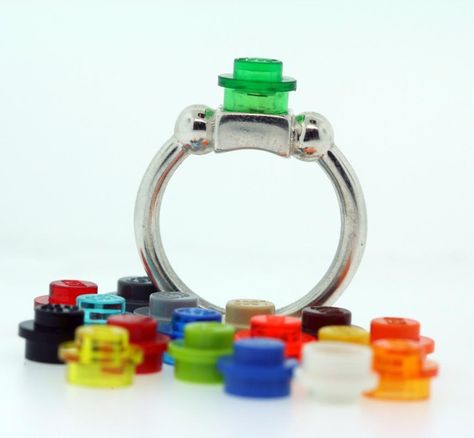 Lego Ring, Lego Jewelry, Lego Wedding, Never Grow Up, Lego Building, Funky Jewelry, Cool Lego, Jewelry Lookbook, Lego Creations