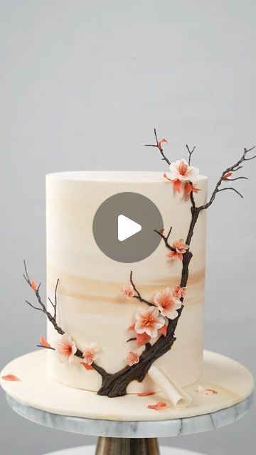 shaniabelle fondant on Instagram: "Edible Cherry blossoms 🌺Realistic floral fondant cake 
Let me know if you like its color!
Feel free to message me if you are interested in these flower molds. Always happy to help🤗✨

#cherryblossoms #sugarcherrylips #edibleflowers #edibleart #realisticart #floralcakes #tutorial #foodphotography #plumcake #flowercakeclass #foodphotographyandstyling #reelsinstagram #foodgasm #tasty #dessert #video #inspiration #instagood #reels #cakeart #sugarart #cakeideas #LoveCelebration #BeautifulMoments #fondant #fondantcake" Enchanted Cake, Cherry Blossom Cake, Blossom Cake, Fondant Flower Tutorial, Flower Mold, Fondant Flower Cake, Cake Classes, Tasty Dessert, Cherry Lips