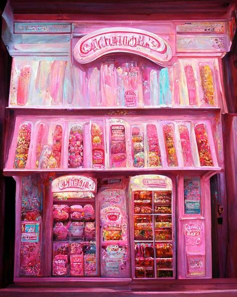 Candy Land Aesthetic, Candy Store Aesthetic, Dreamy Architecture, Land Aesthetic, Asian Store, Store Aesthetic, Best Milkshakes, Pink Lifestyle, Candy Art