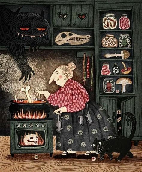 Baba Jaga, 동화 삽화, Arte Peculiar, Halloween Illustration, Witch Art, Fairytale Art, Arte Fantasy, Art And Illustration, Children's Book Illustration