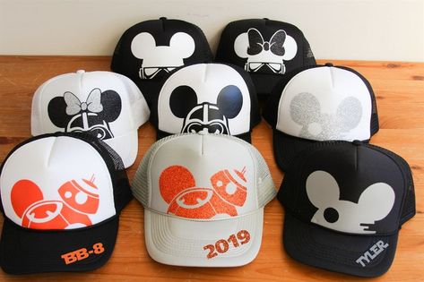 Disney Hats For Men, Disneyland 2024, Disney Hats, Minnie Bow, Star Wars Disney, Personalized Hats, Family Shirts Matching, Hat Ideas, Tacoma Wa