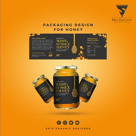 Creative Packaging Design for Honey Honey Packaging Ideas, Honey Label Design Ideas, Interesting Packaging Design, Spice Packaging, Honey Label Design, Interesting Packaging, Honey Label, Honey Packaging, Honey Design