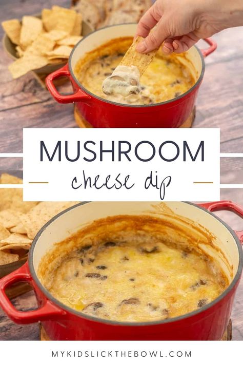 Cheese Dip With Cream Of Mushroom Soup, Cheesy Baked Mushroom Dip, Mushroom Recipes Appetizer, Mushroom Dip Cream Cheese, Mushroom Dip Recipes, Stuffed Mushroom Dip, Savory Cheesecakes, Baked Cheese Dip, Warm Dip Recipes