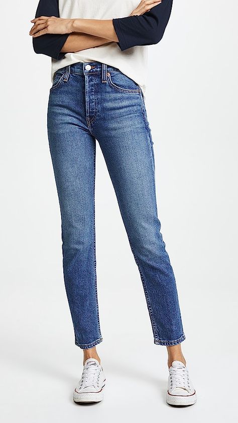 High waisted cropped jeans