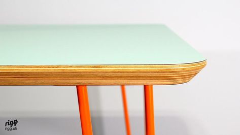 Ply Dining Table, Plywood Table Diy, Birch Plywood Table, Plywood Dining Table, Hay Loop Stand Table, Plywood Table Top, Round Table Legs, Table Legs Diy, Colourful Table